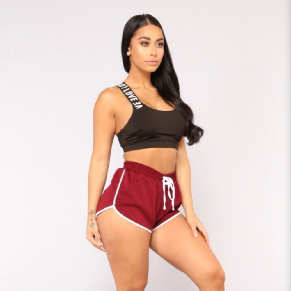 Runnin Wild Active Shorts - Burgundy/White